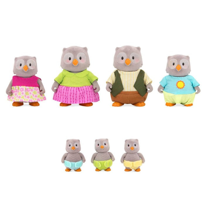 Li'l Woodzeez The McHoot Owl Family Set with Triplets