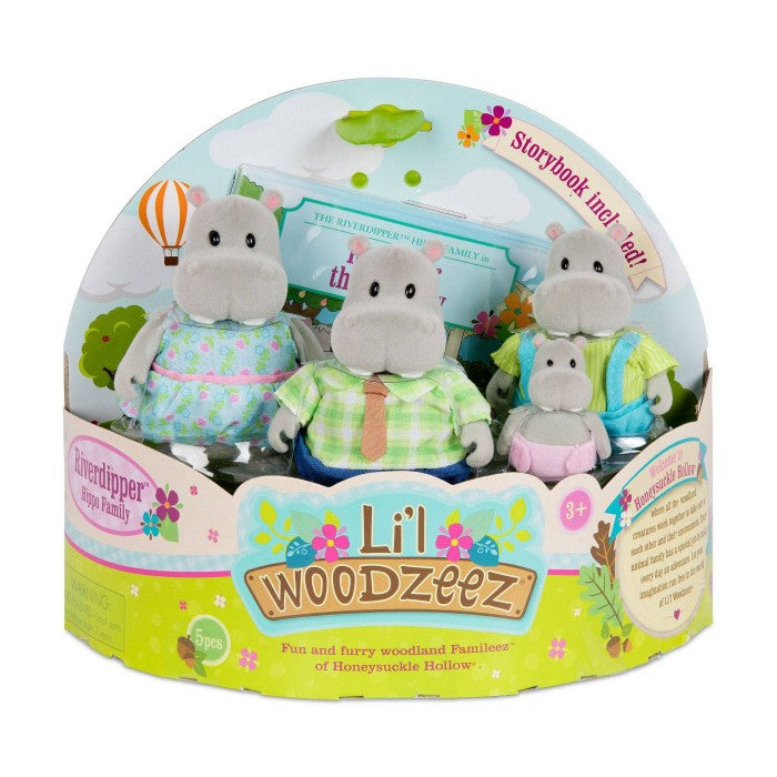 Li'l Woodzeez The Riverdipper Hippo Family with Storybook