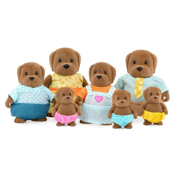 Li'l Woodzeez The Wagadoodle Dog Family Set with Triplets