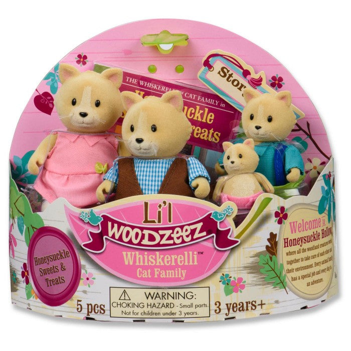 Li'L Woodzeez The Whiskerelli Cat Family with Storybook