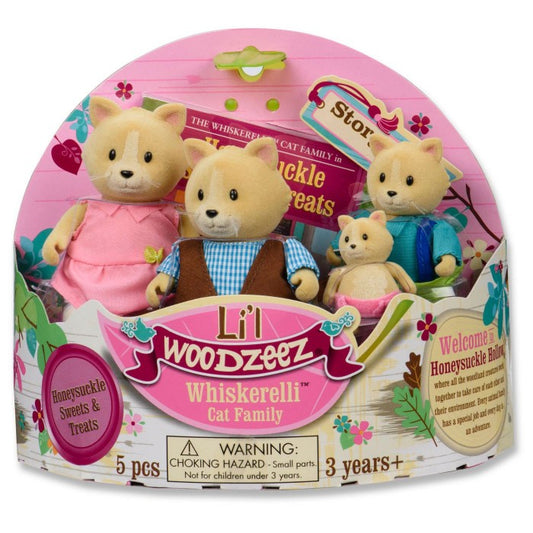 Li'L Woodzeez The Whiskerelli Cat Family with Storybook