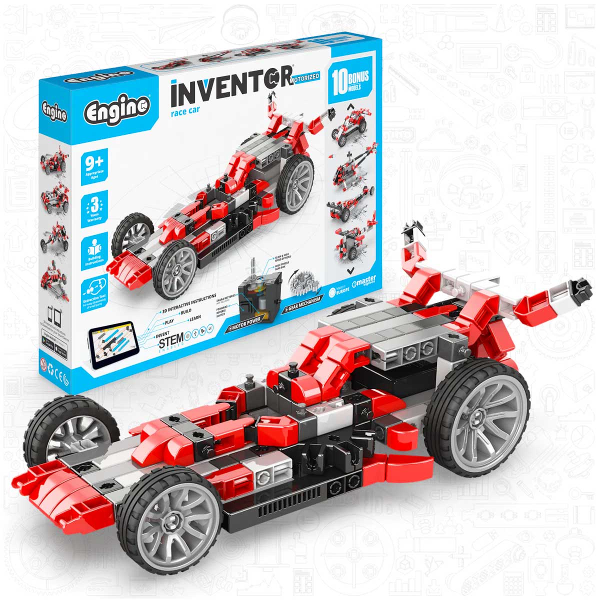 INVENTOR MOTORIZED "race car" with 10 bonus models