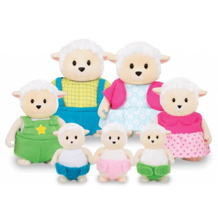Li'l Woodzeez The Curlycuddles Sheep Family Set with Triplets