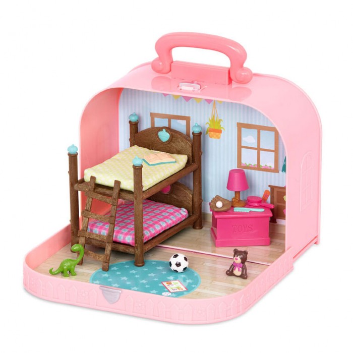 Li'l Woodzeez Travel Suitcase Bunk Beds Playset in Carry Case