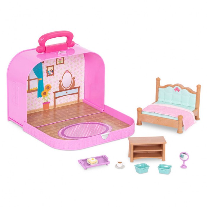 Li'l Woodzeez Travel Suitcase Bedroom Playset in Carry Case