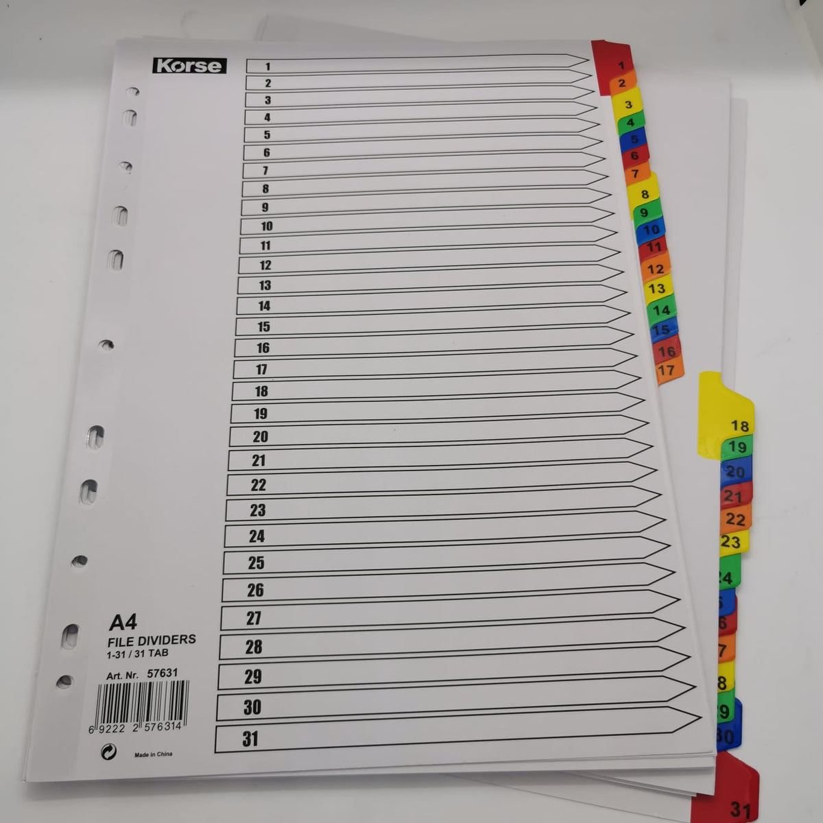 KORES DIVIDER 1-31 COLOR WITH NUMBER PAPER 57631