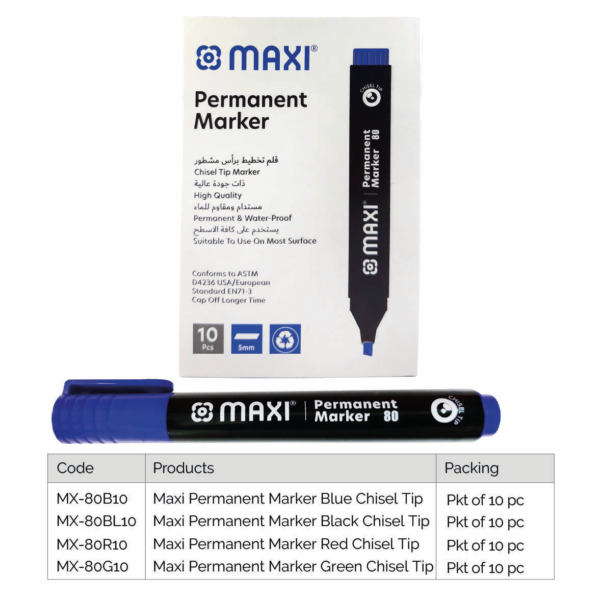 MAXI PERMANENT MARKER PKT/10