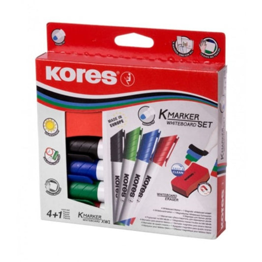 KORES MARKER WHITEBOARD SET-4 CHISEL+ERASER