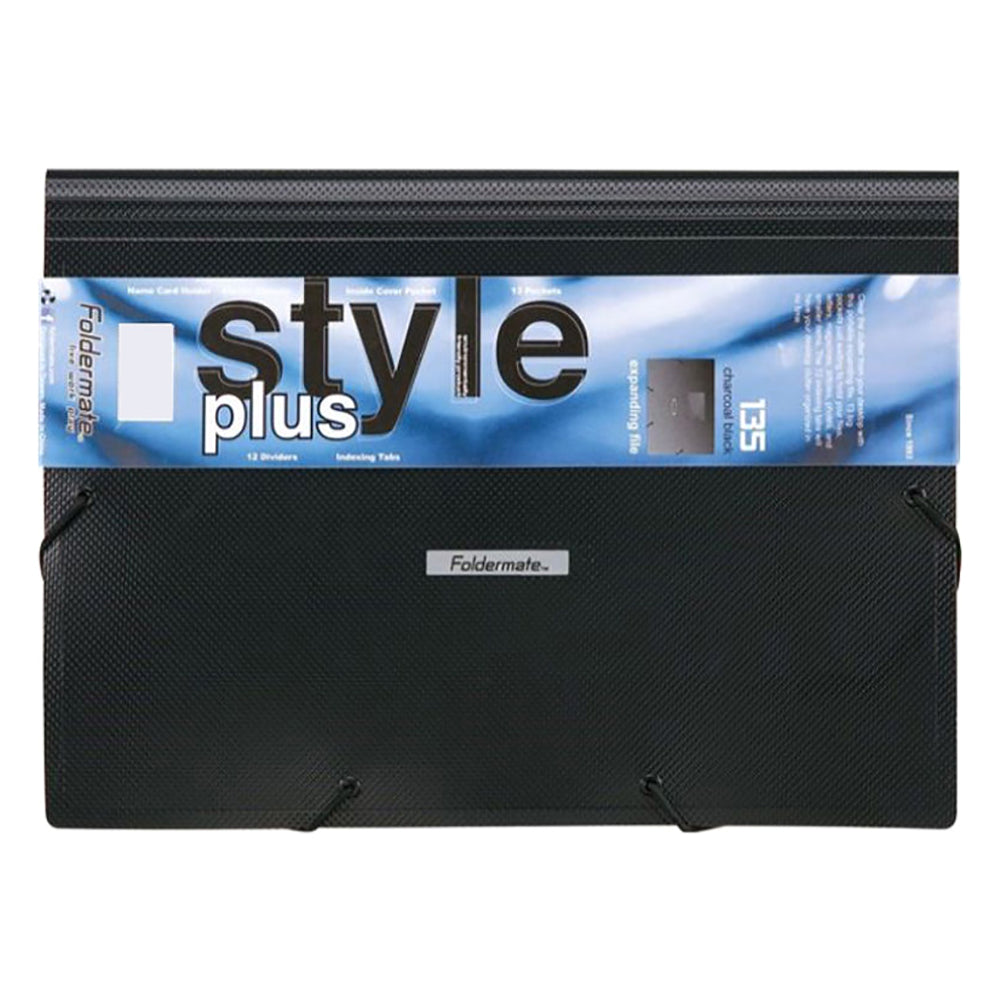 Foldermate A4 Style Plus 13 Pockets Expanding File (Charcoal Black)