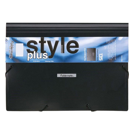 Foldermate A4 Style Plus 13 Pockets Expanding File (Charcoal Black)