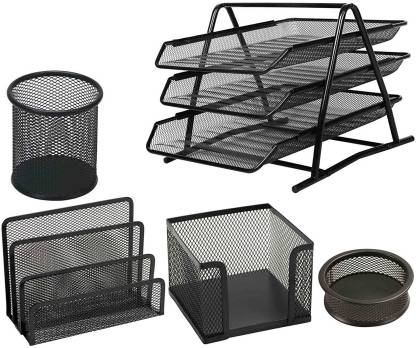 MAHA DESKSET 5PC WITH 3 LAYER TRAY BLACK KD7802