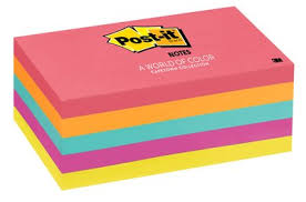 POST-IT NEON COLOURS 3" X 5" 655-5PK