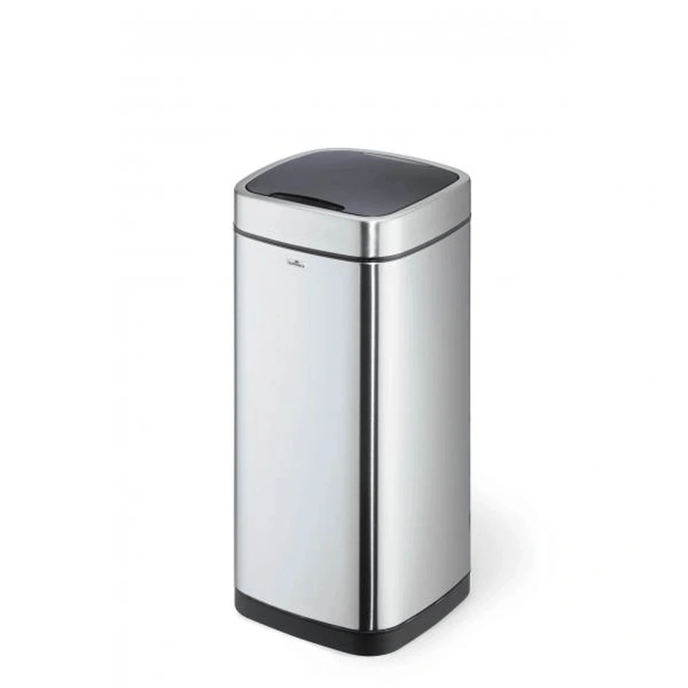 DURABLE NO TOUCH Sensor Trash Bin – 35L, Metallic Silver