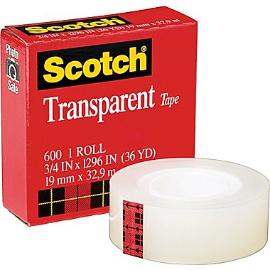 SCOTCH TRANSPARENT TAPE 1/2" X 72YDS 600