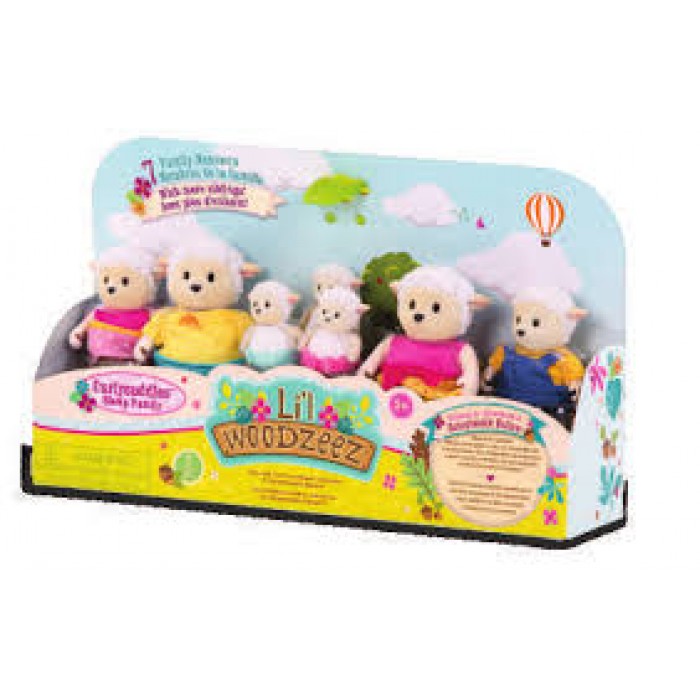 Li'l Woodzeez The Curlycuddles Sheep Family Set with Triplets