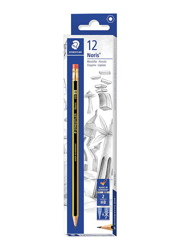 Staedtler Noris HB2 Pencil with Eraser Tip 12/box