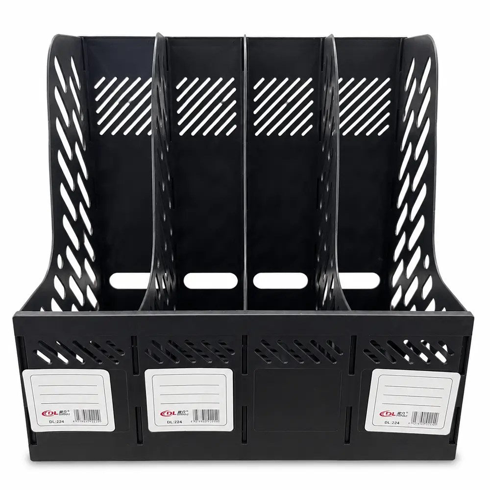 MAHA MAGAZINE FILE RACK OF 4 BLACK DL224