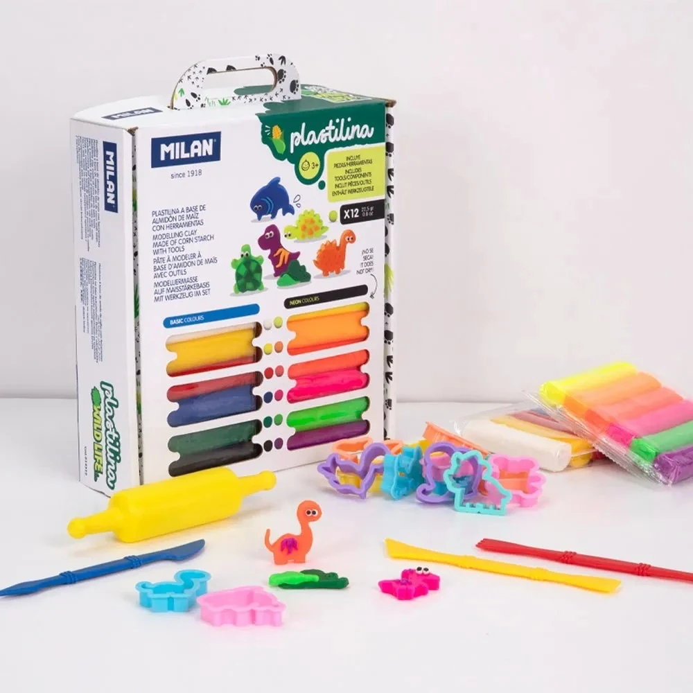 MILAN Wildlife Modelling Clay Kit – 12 Colours with Tools