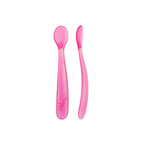 Chicco Soft Silicone Spoon 6M+ Pink Bi-Pack
