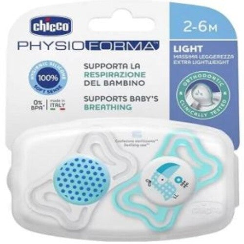 Chicco SOOTHER PHYSIO LIGHT BOY 2-6M SIL 2 PCS
