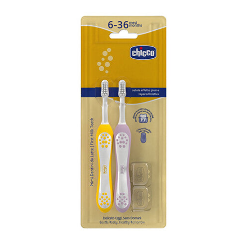 Chicco COMBO TOOTHBRUSHES LILAC MUSTARD 6-36M
