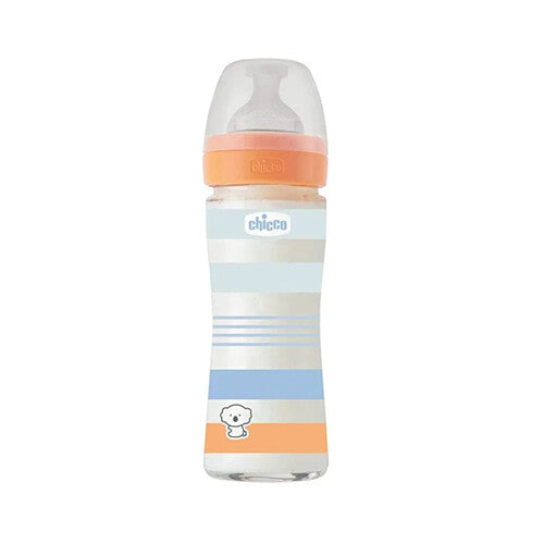 Chicco BOTTLE WB GLASS ORANGE BOY 240 SLOW SIL