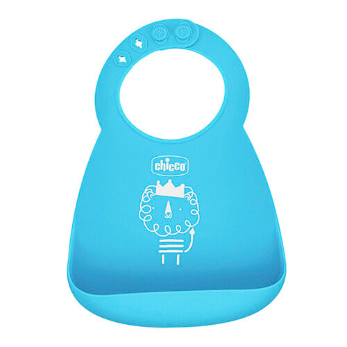 Chicco SILICONE BIB WITH CRUMBLE CATCHER BLUE