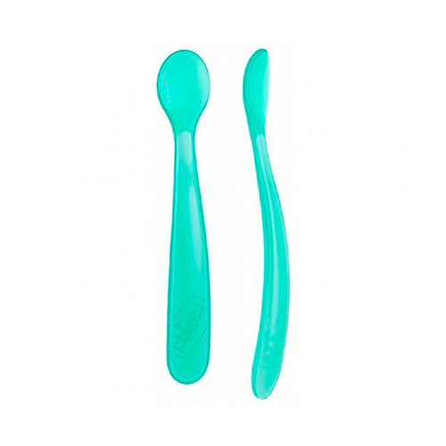 Chicco SOFT SILICON SPOON BI-PACK BOY 6M 2PCS LIGHT BLUE
