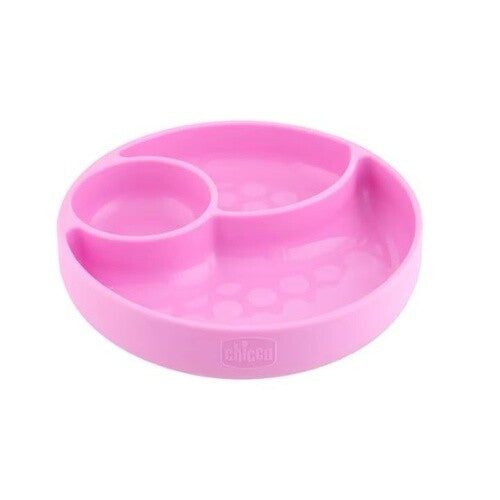 Chicco SILICONE DIVIDED PLATE PINK 12M+