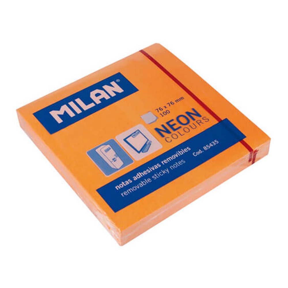 MILAN REMOVABLE ADHESIVE NOTES NEON ORANGE 85435