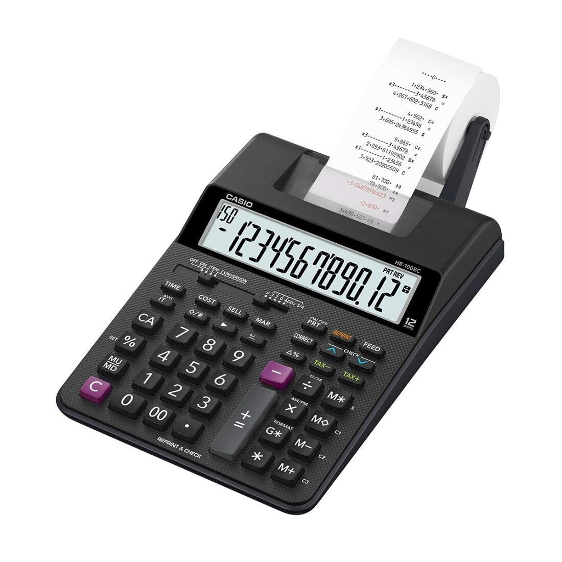Casio HR-100RC-BK 150 Steps Check &amp; Correct Printing Calculator with Reprint Feature