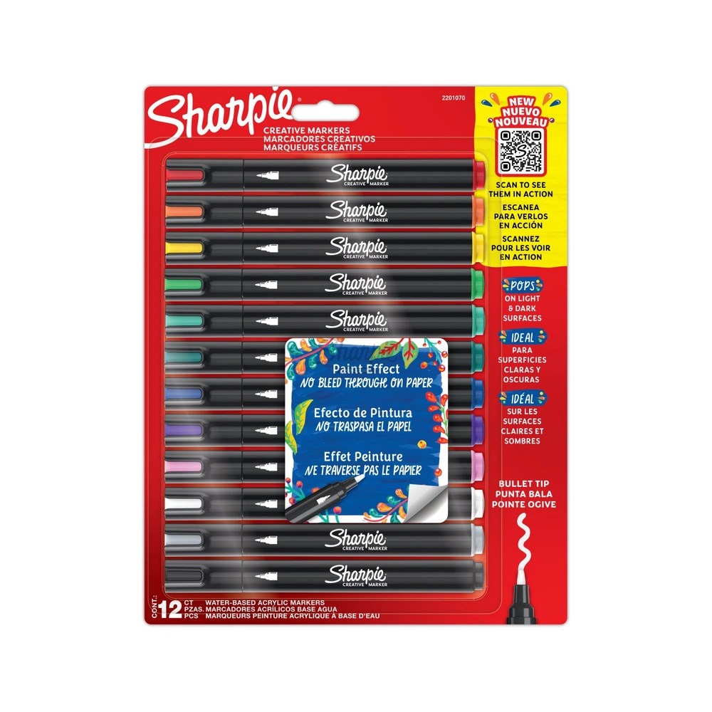 Sharpie Creative Acrylic Paint Markers Bullet Tip — Pack of 12