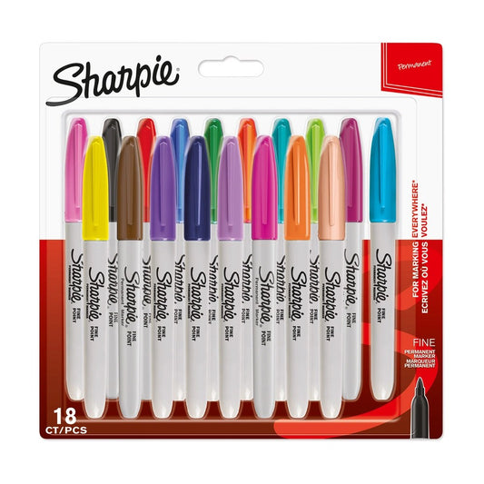 Sharpie Fine Point Permanent Markers Assorted — Pack of 18