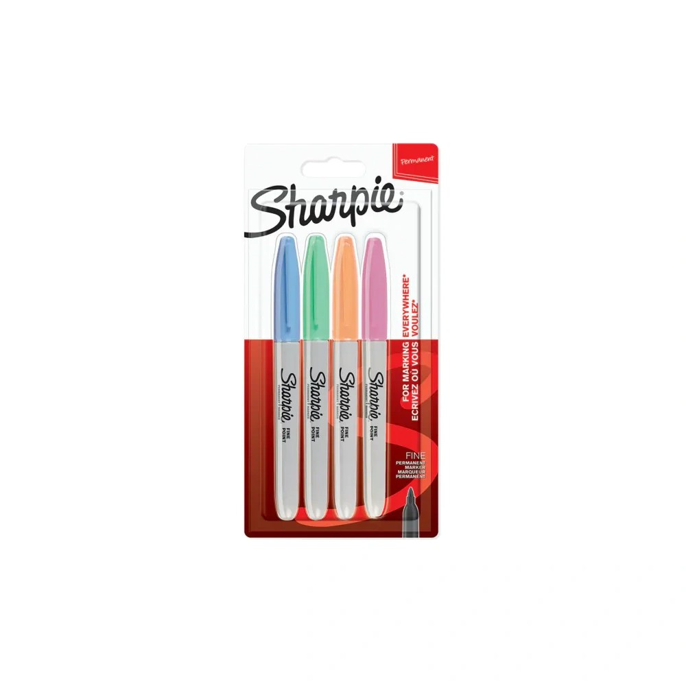 Sharpie Fine Point Permanent Markers Pastel Colours — Pack of 4