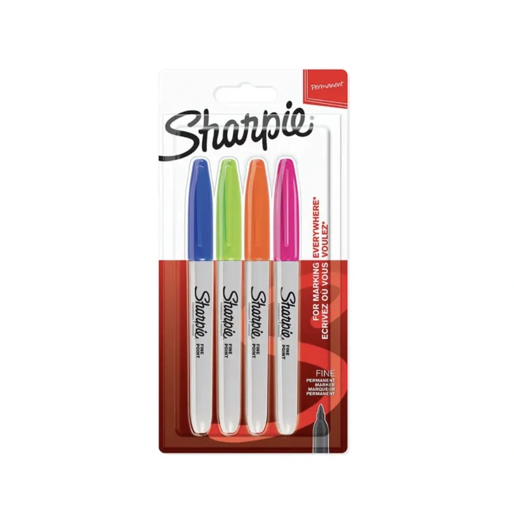Sharpie Fine Point Permanent Markers Vivid Colours — Pack of 4