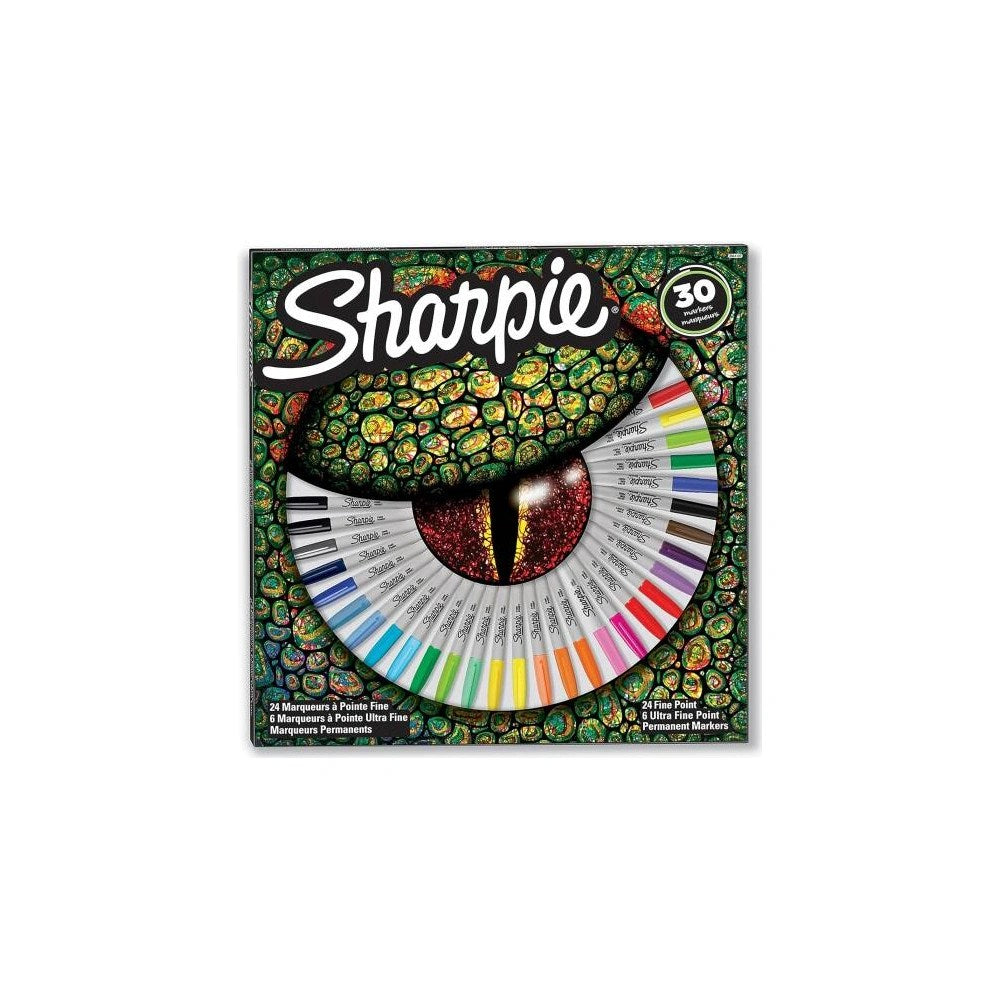 Sharpie LizaRed Box Permanent Markers 30 Pack — Fine &amp; Ultra Fine, Assorted
