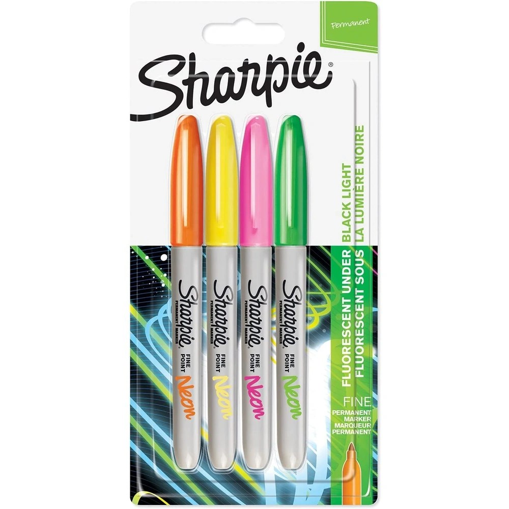Sharpie Neon Permanent Markers Assorted — Pack of 4