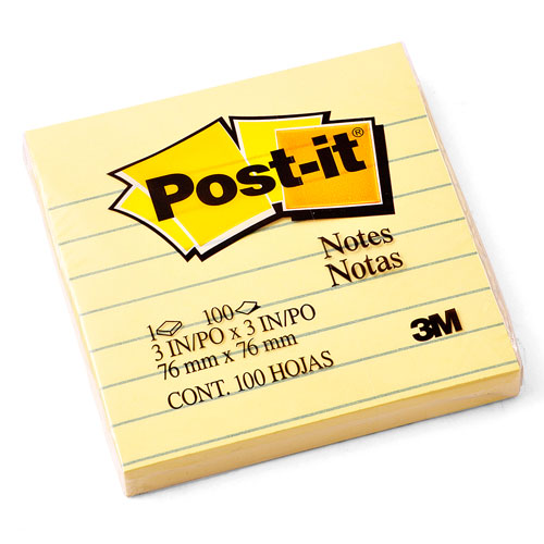 POST-IT NOTES YELLOW LINED 3" X 3" 630-SS