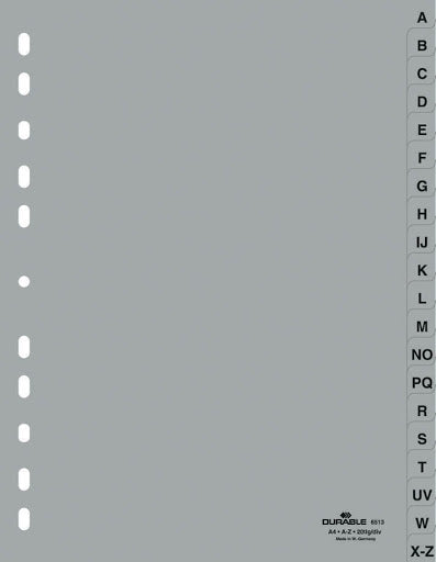 DURABLE DIVIDER INDEXES WITH PRINTED A-Z TABS 6513