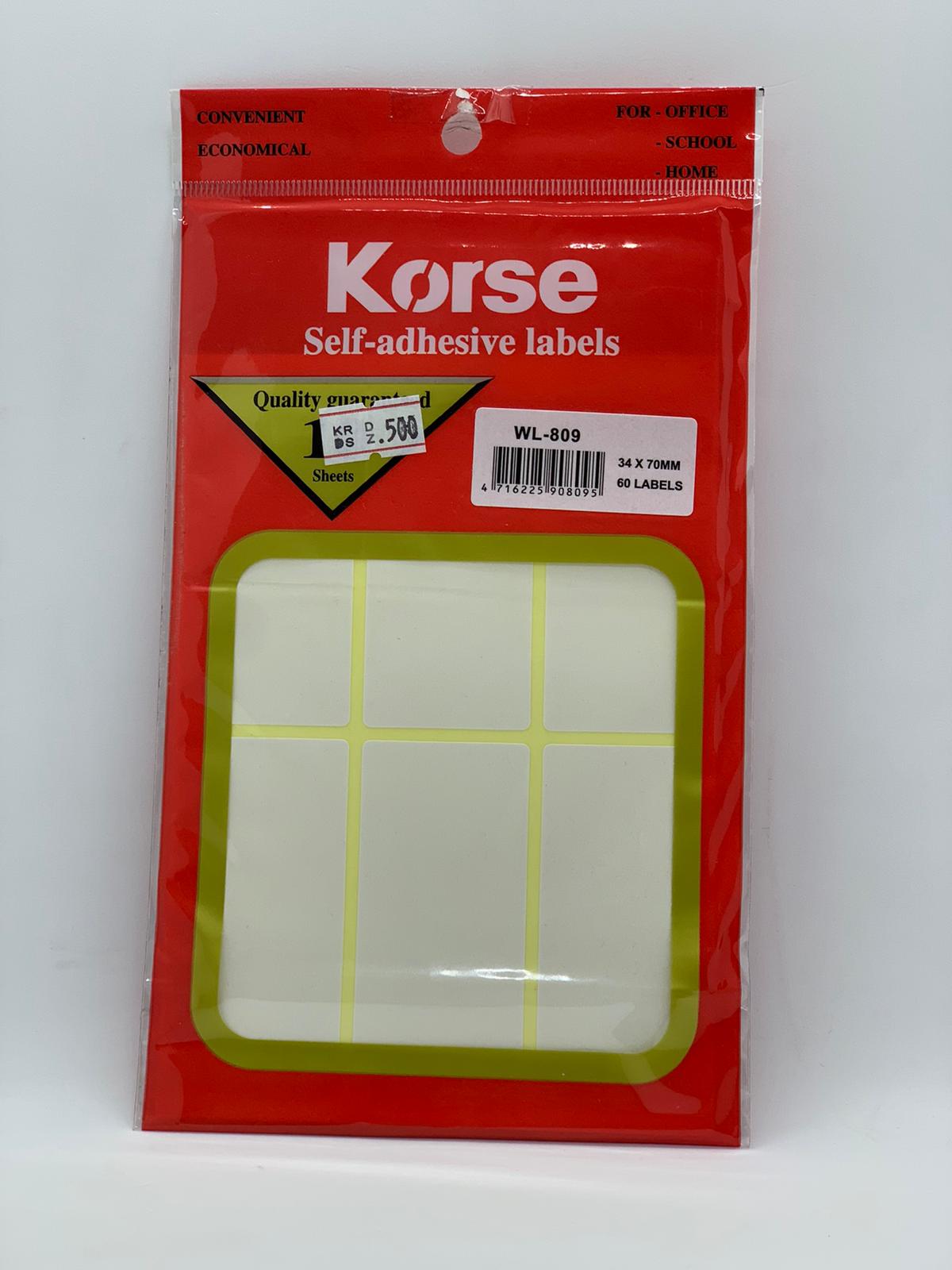 Kores Self Adhesive Labels WL-809