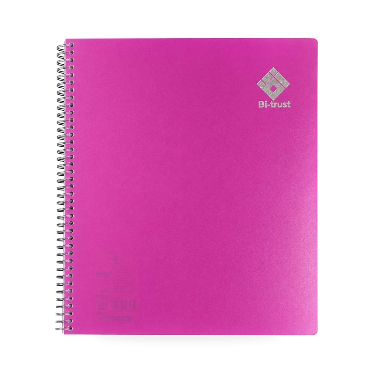 Bi-trust ruled spiral notebook, 8 × 10 inches, 100 sheets, pink cover