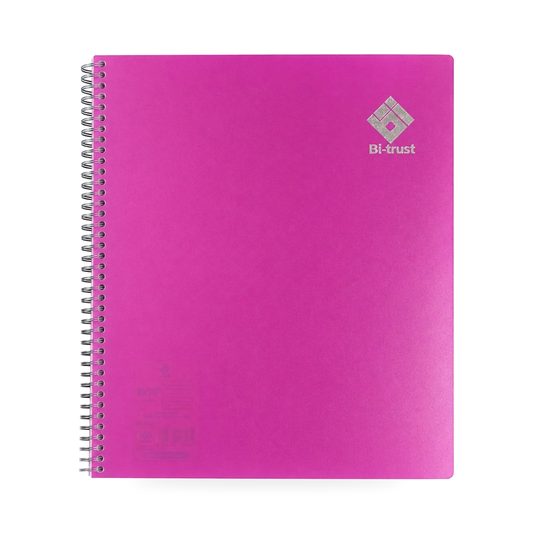 Bi-trust ruled spiral notebook, 8 × 10 inches, 100 sheets, pink cover
