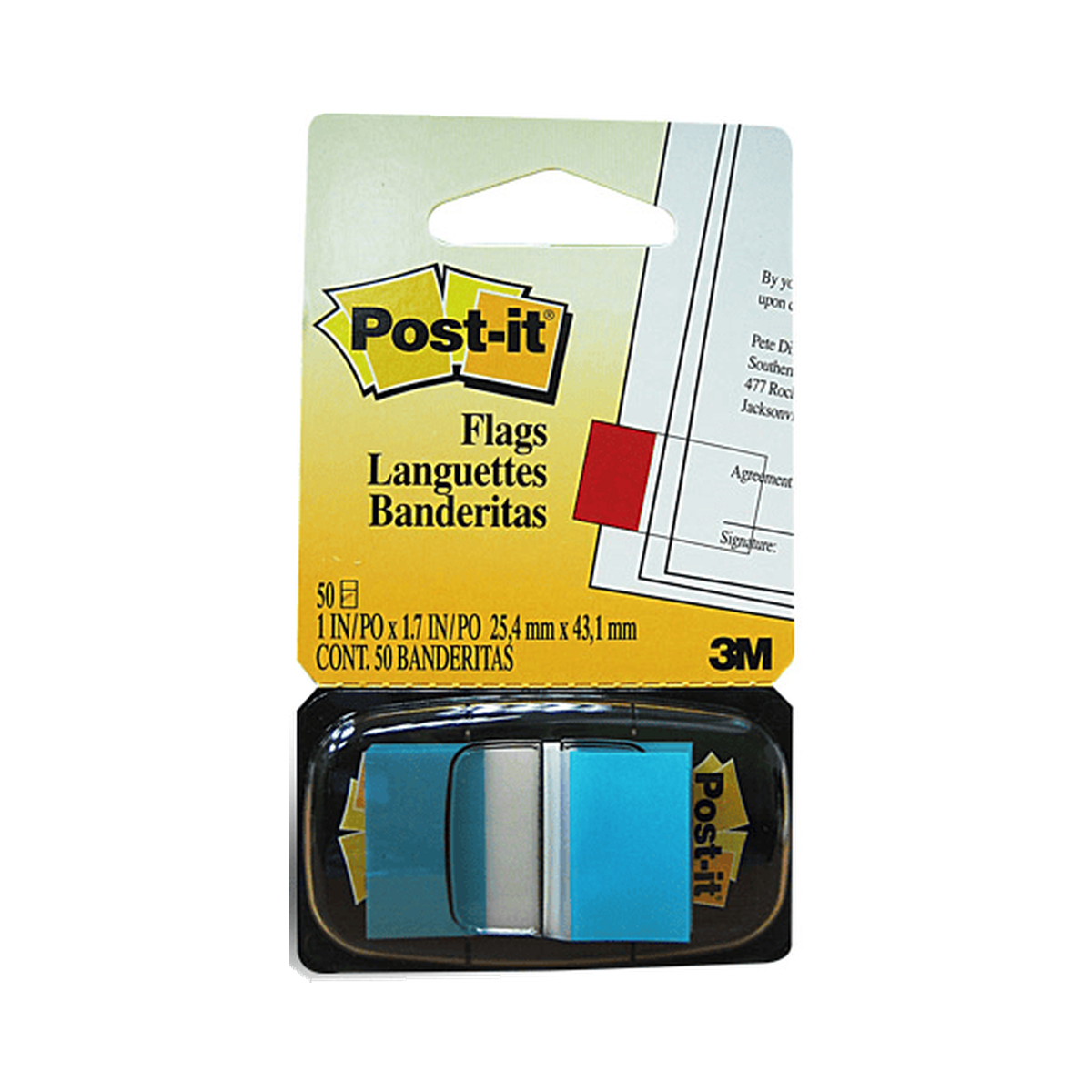 POST-IT FLAGS BLUE 1" X 1.7" 680-2 — product only on white